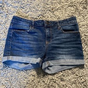 dark blue denim shorts